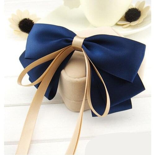 Korean Sweet Silk Ribbon Bows Hairpin For Women Big Bowkont Barrette Hair Clip Girls Pearl Hairclip Fashion Jewelry Headdress