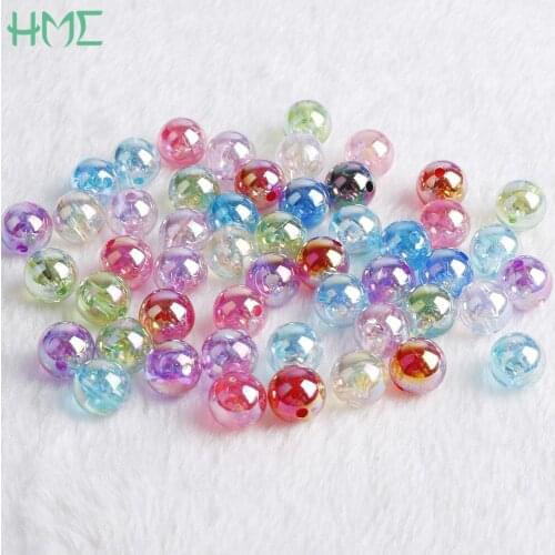 6/8/10/12mm 50pcs Random Mixed AB Color Round Acrylic Loose Spacer Beads For Jewelry Making DIY Necklace Bracelet Charms Earring