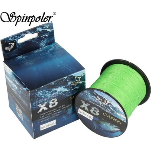 Spinpoler 8 Strands Carp Fishing Line, Abrasion Resistant Braided Lines High Performance Strong Braid PE Line 300m 12LB-65LB
