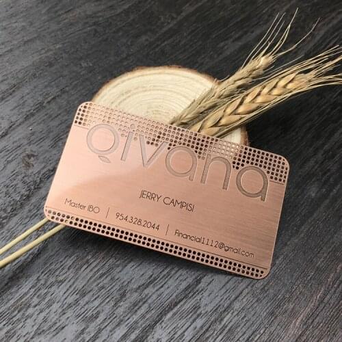 Metal stainless steel plating red bronze creative hollow-out business card