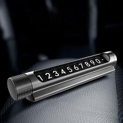 Rotatable Metal Car Parking Phone Number Temporary Car Styling Parking Card Luminous Telephone Number Plate for Car Sticker