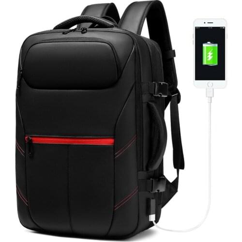 Men Travel Backpack Large Capacity Male Mochila Expandable Laptop Backpack with USB Charging Business Waterproof Men Black bag