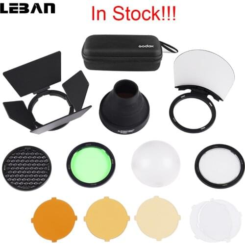 Godox AK-R1 Flash Light Accessories Kit Barn Door Snoot, Color Filter, Reflector, Honeycomb, Diffuser Ball for Godox AD200 H200R