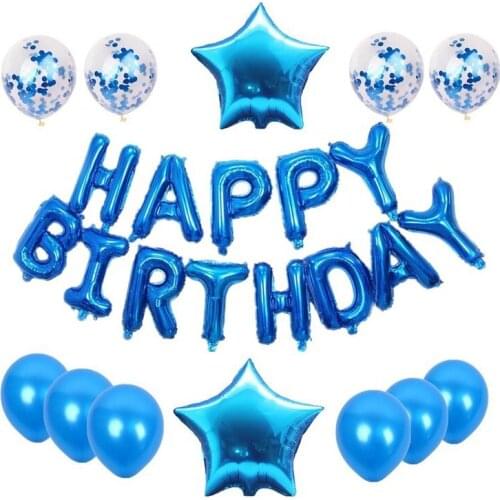 25pcs Happy Birthday Balloon Set 16Inch Letter Foil Balloon Birthday Party Decoration Kids Gold Confetti Balloons Party Supplies