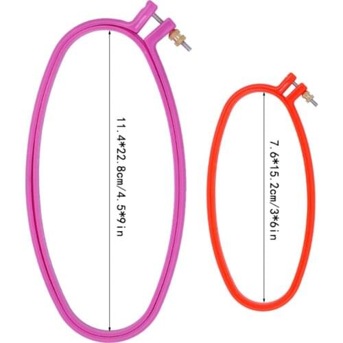 Plastic Oval Embroidery Hoop Random Color Adjustable Circle Hoop Embroidery Frame Cross Stitch Handcraft Sewing Tools