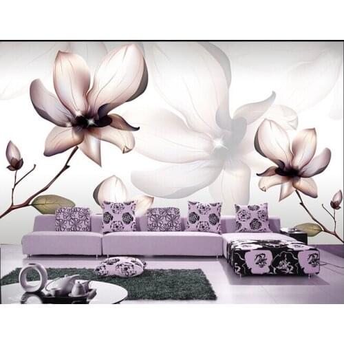 The custom 3D murals,beautiful modern white flowers papel de parede,living room sofa TV wall bedroom wall paper