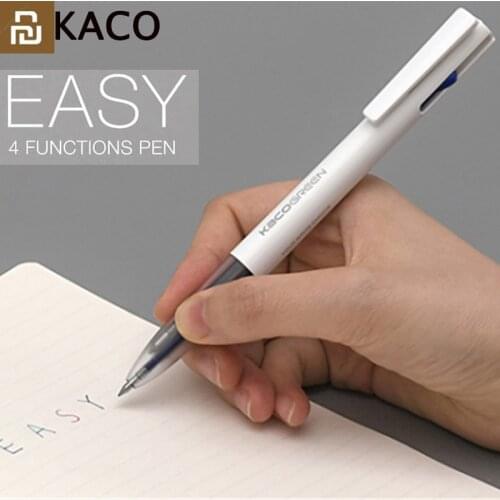 2019 Youpin KACO 4 In 1 Easy 4 FUNTIONS PEN Multifunction Pens 0.5mm Black Blue Red Green Refill Gel Pen For Office Student