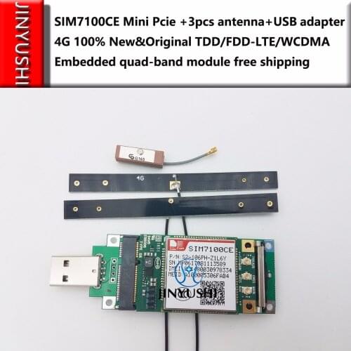 SIMCOM SIM7100CE+3pcs antenna+USB adapter Mini Pcie 4G 100% New&Original TDD-LTE/FDD-LTE/WCDMA Embedded quad-band module