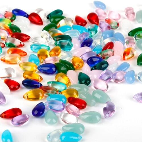 5pcs/lot 14x8mm Water Drop Glass Beads Multi Colors Tear Drop Shape Glasses Charm Pendant for DIY Necklace Jewelry Accessories