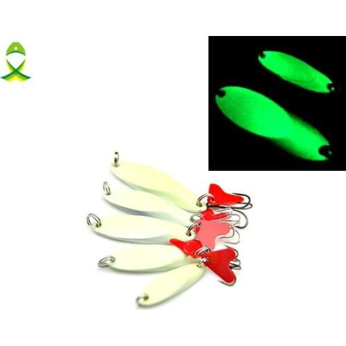 JSM 5pcs/lot Luminous Fishing Lures metal lure with treble hook Baits jig wobbler lure fishing tackle weight 5g-40g