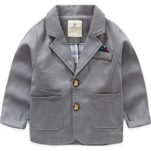 Woven cotton blended with spandex toddler boy blazer 1701BBB C khaki