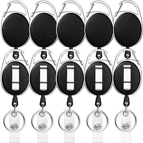 18Pcs Retractable ID Card Badge Holder, Heavy Duty Badge Reel Clip with 27 Inch Nylon Cord and Key Ring for Nurse Office School