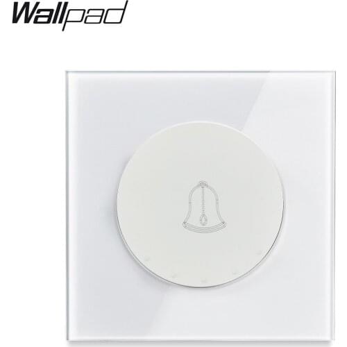 Wallpad L6 White 1 Gang Doorbell Bell Switch Push Button Glass Panel Single Frame