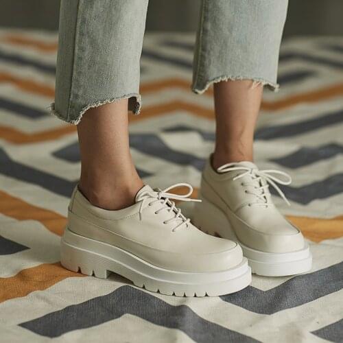 Platform Women Shoes High Heels Real Leather Thick Bottom Shoes Lace-up Woman Fashion Cool Chunky Style Shoes Woman Footwear