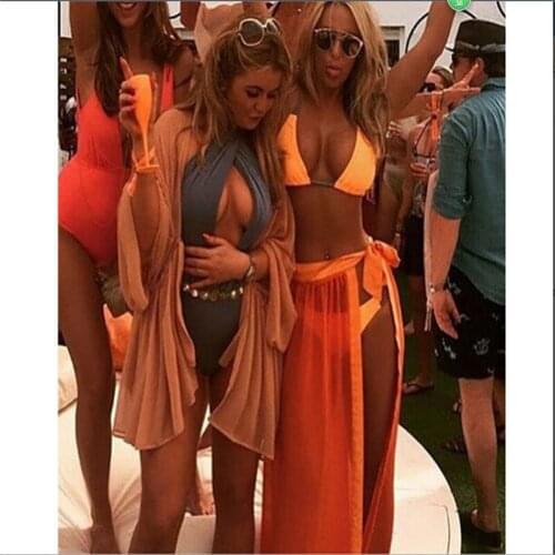 Women Sexy Chiffon Wrap Dress Sarong Pareo Beachwear Bikini Swimwear Cover Up Scarf Beach Wear Bathing Suit Cover Ups