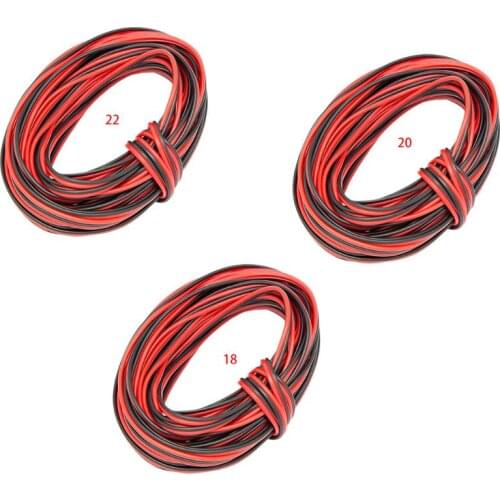 10m 18/20/22 Gauge AWG Electrical Cable Wire 2pin Tinned Copper Insulated PVC Extension LED Strip Black Red 8.28