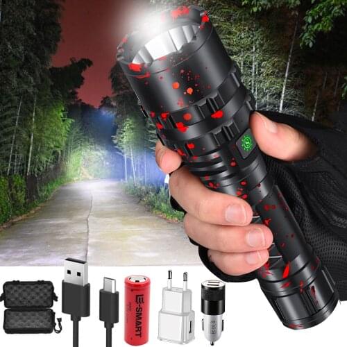 80000LM XHP50.2 Super bright led flashlight USB rechargeable waterproof Outdoor camping hunting linterna Use 18650 26650 Battery