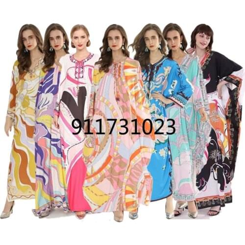 Dress Length :140~143cm Size S~XXL V-neck dresses New fashion dress Elegant oversized print dresses for ladies/women