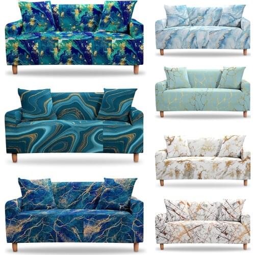 Marble Stretch Sofa Slipcover Elastic Sofa Covers For Living Room Mottled Phnom Sofa Chair Couch Cover Home Decor 1/2/3/4-Seater
