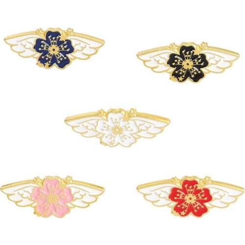 Butterfly Wings Lapel Pins Enamel Badges Anime Brooches For Women Cute Flower Hijab Pins Metal Decorative Badges Brooch Jewelry
