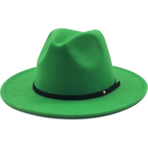 Hot Women Men Wool Vintage Gangster Trilby Felt Fedora Hat With Wide Brim Gentleman Elegant Lady Winter Autumn Jazz Caps 60CM