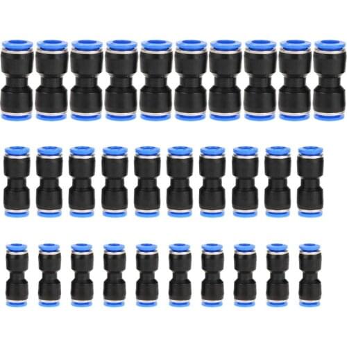 30Pcs Pneumatic Fittings 10mm 8mm 6mm Push Fit Pipe Fittings Straight Push Connectors Pneumatic Air Water Connectors Hose Tube