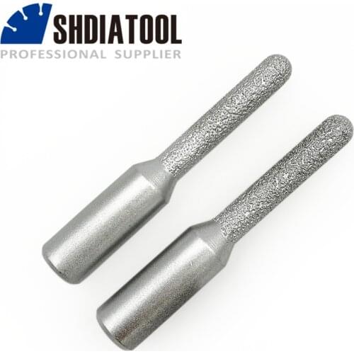 SHDIATOOL 2pcs 8mm straight cutter ball end for stone, Vacuum brazed diamond router bits 12.7mm shank for edge profile No.3