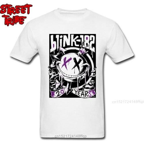 Blink 182 T-shirt Men Cool T Shirt Punk Band Tshirt Custom Mens Fashion Clothing Cartoon Graffiti Tops Tees Cotton Fabric White