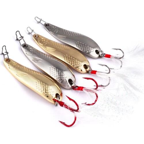 HiUmi 4Pcs Spoon Fishing Lure 20g-10g Metal Bass Baits 2 Colors Spoon Lures Red/Silver Hook Fishing Tackle