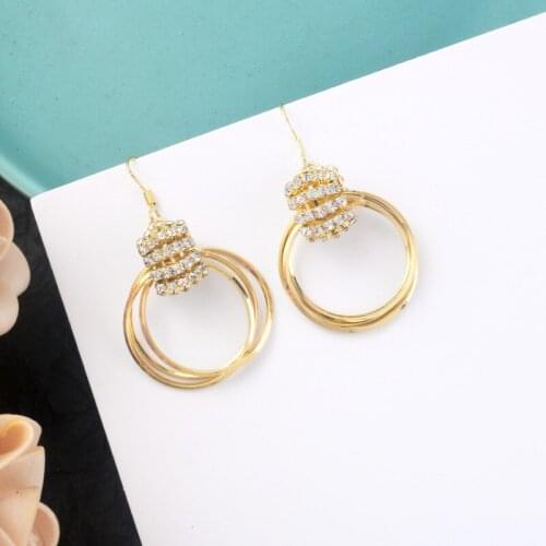 Korean Temperament Fashion Multi-Layer Circle Drop Earrings 2021 New Trendy Personality Geometric Hook Ear Jewelry For Women