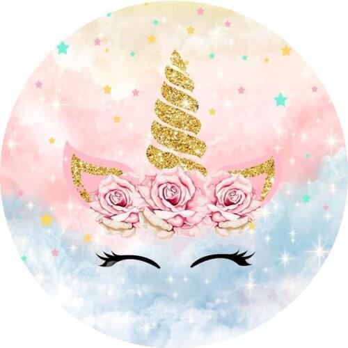 Circular Round Panel Backdrop Photography Circle Background Rainbow Panda Unicorn Themed Birthday Party Decor Baby Shower Vinyl