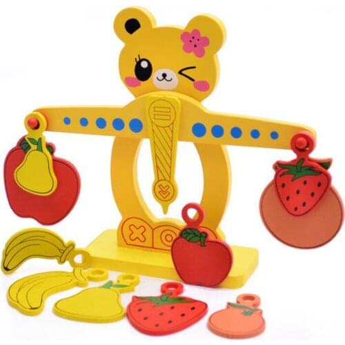 Montessori Materials Educational Cute Cartoon Scales Kids Math Matiques Preschool Learning Wooden Balance Toys Child Brinquedos