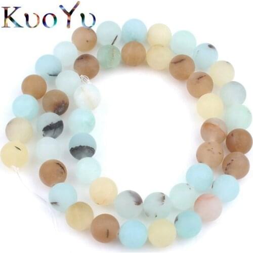 Natural Dull Polish Frosted Blue Amazonite Stone Beads Loose Spacer Bead For Jewelry Making 6 8 10mm Diy Bracelet Accessories