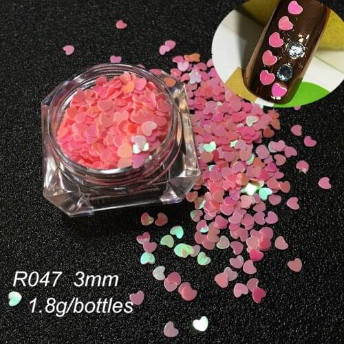 Fashion 3D Pink Shiny Glitter Love Heart Sequins Nail Art Decoration Manicure Powder DIY Tool