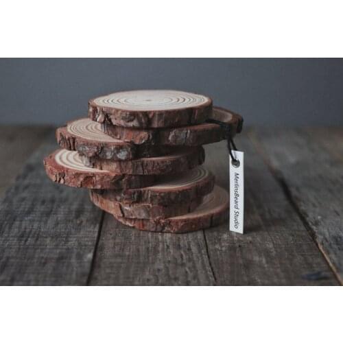 Set of 3 Wood Pillar Candle Holder, Wood Candle Plate, Rustic Winter Table Decor