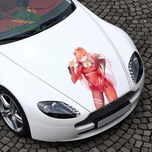 EARLFAMILY 43cm x 30.4cm For Zero Two Car Stickers Scratch-Proof Decal Motorcycle Personality Occlusion Scratch Decoration