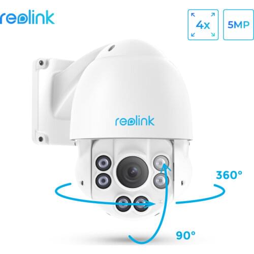 Reolink RLC-423 5MP PTZ IP Outdoor Camera Pan/Tilt 4x Optical Zoom Night Vision IP66 Waterproof HD Security PoE Cam