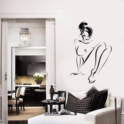 Naked Woman Vinyl Sticker Adult Room Decor Sexy Girl Stickers Mural E506