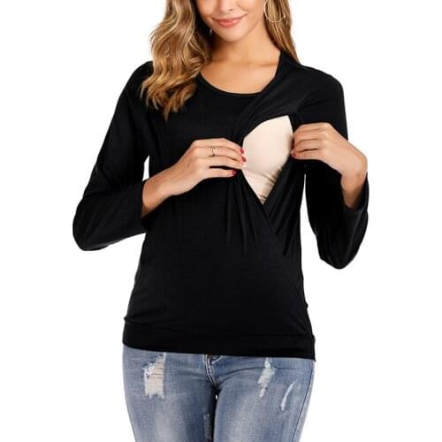Maternity Clothings Nursing Tees Tops Long Sleeve Breastfeeding T-Shirts 2020 Spring Autumn Pregnant Women T-shirts Clothes
