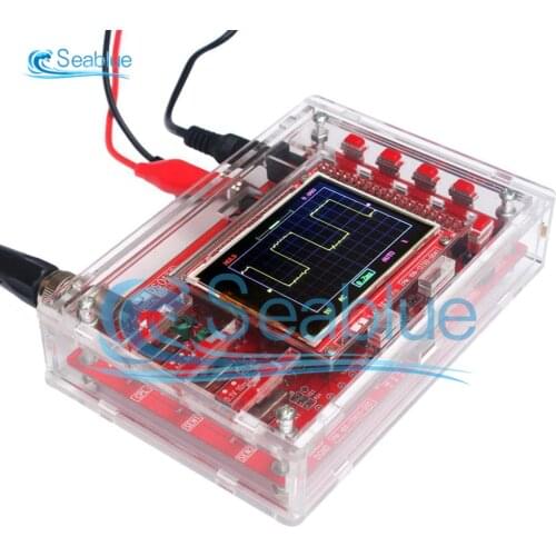 2.4" TFT LCD Display Digital Oscilloscope 1Msps With Alligator Probe Test Clip Transparent Acrylic Case+Power Module