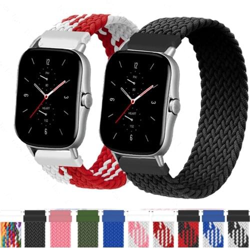 Braided solo loop nylon 20mm 22mm smart band for Amazfit gts2 Bip Gtr watch strap for fitbit versa 2 band huawei watch gt2 strap