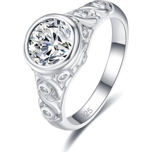 Romantic Cute Female Girls White Round Wedding Ring Luxury wedding rings CZ Stone Ring Promise Engagement Rings For Women