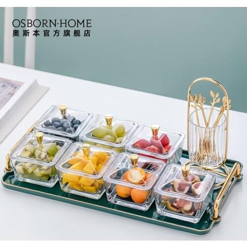 OSBORN Light Luxury Glass Dessert Dish Snack Ceramics Tray Plate For Coffee Shop