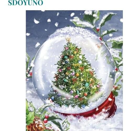 SDOYUNO 60x75cm Paint By Numbers For Adult Christmas DIY Oil Painting By Numbers On Canvas Scenery Frame Home Decor