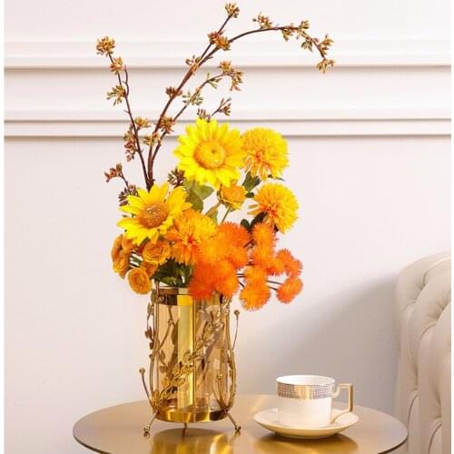 Nordic Light luxury brown glass tabletop vase anti-corrosion anti-rust dry flower terrarium fashion creative small candlestick