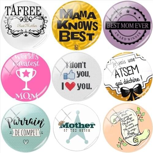TAFREE The Worlds Greatest Mom 25mm DIY Glass Cabochon Dome Best Mama Charms For Custom Brooch Necklace Keychain Accessories