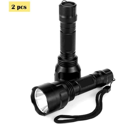 2pcs/ pack) C8 5-mode White Light Tactical LED Flashlight Torch 1000lm T6 LED Lamp 18650 Flashlight Camping Lamp Torchlight
