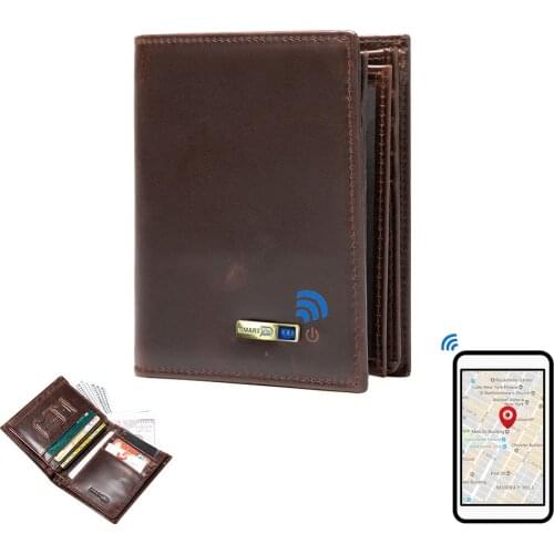 Smart wallet Bluetooth-compatible genuine leather wallets Zipper Anti-lost mens wallets card holder Purse