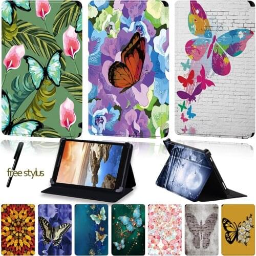 Universal Tablet Case for Lenovo Tab 8/Tab A7-30/Tab A7-50/Tab A8-50/Tab S8-50 /Yoga Book /Tab 4 Butterfly Pattern Series+Stylus