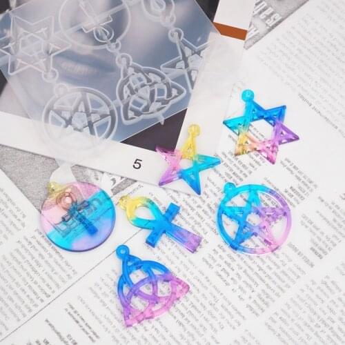 Pentagram Star Charm Resin Mold Hollow Magical Girl Jewelry Mould Cabochon Mold UV Resin Mold Keychain Pendant Jewelry Making